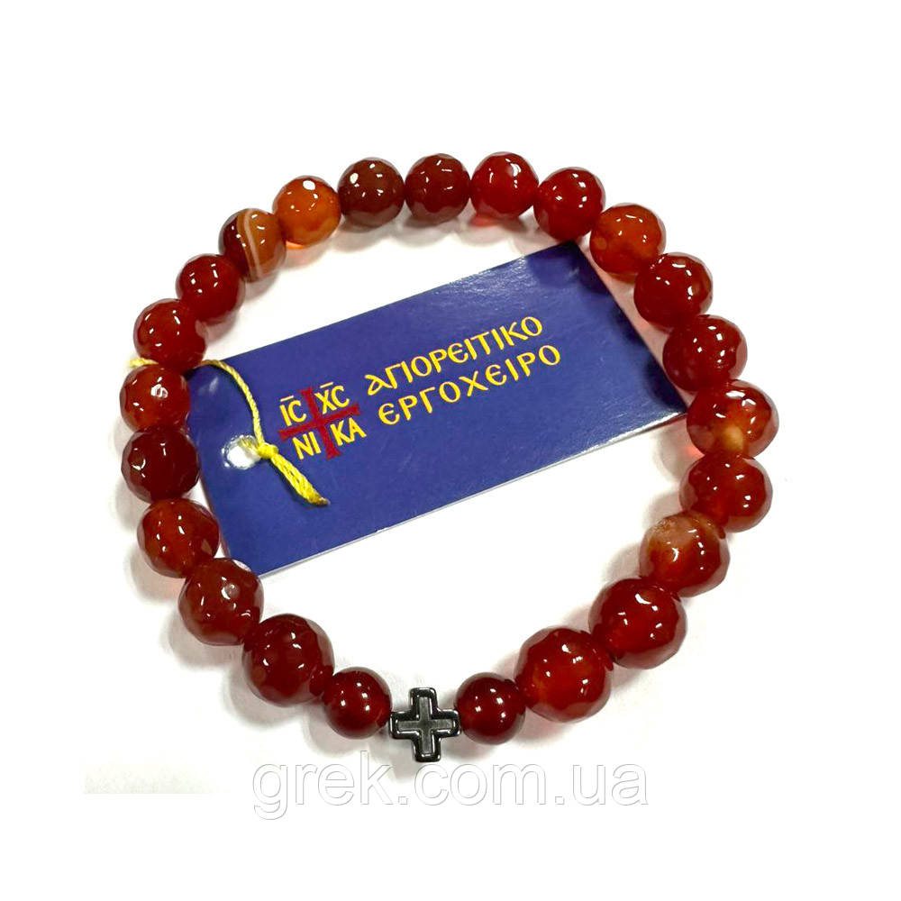 Православні чотки-браслет з натурального каменю Сердолік, фото 1
