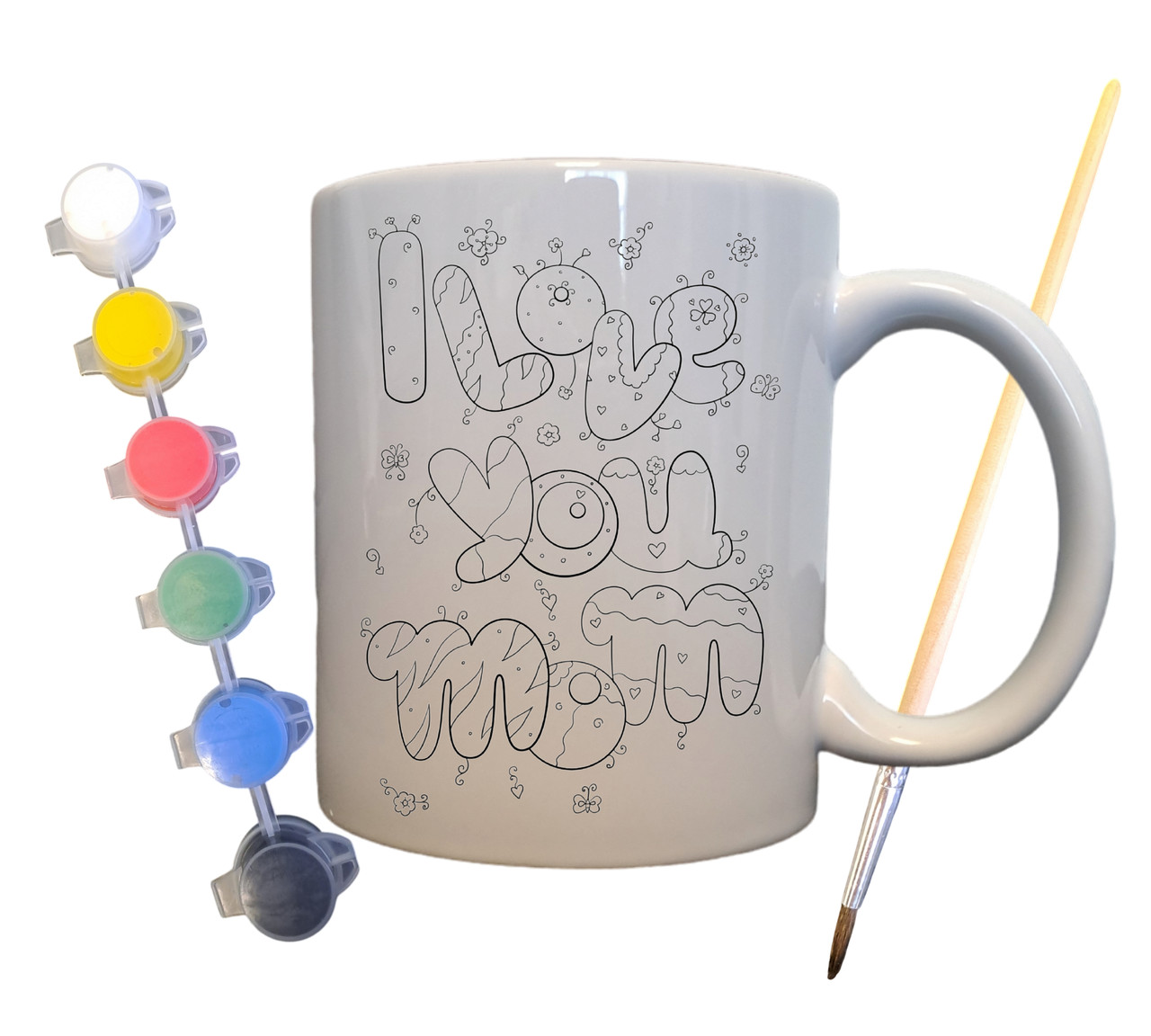 Набір для творчості кружка розмальовка Я люблю тебе, матусю 330 мл біла (КР0071), фото 1