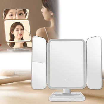 Потрійне дзеркало з LED підсвічуванням та сенсорним керуванням 810 Біле