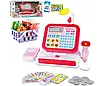 Набір для рольових ігор магазин підсвічування сканер Дитячий касовий апарат калькулятор і звук мікрофон кнопки продуктів, фото 5