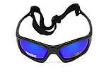 Окуляри поляризаційні BluWater Hydro Polarized (G-Tech™ blue) Anti-Fog, дзеркальні сині в чорній оправі, фото 3