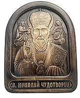 Икона резная из натурального дерева фигурная ясень ЧПУ "Икона Святого Николая Чудотворца"