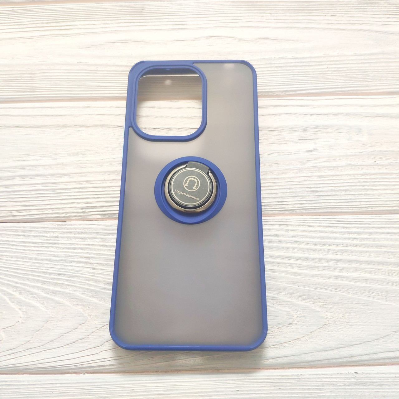 Чехол Armor Ring для Xiaomi Redmi 13 противоударный c кольцом Темно-синий