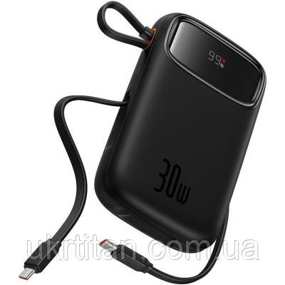 Оригінал! Батарея універсальна Baseus QPow2 20000mAh 30W, with 2*Type-C Cable, Black (P10055009113-00) - Вища Якість!, фото 1