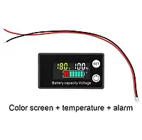 Вольтметр с индикатором емкости заряда аккумуляторной батареи DC 8V-100V и датчиком температуры модель 6133A