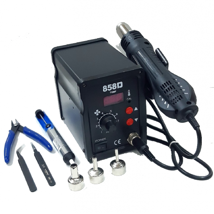 Цифрова паяльна станція SMD 858D потужністю 700 Вт з LED дисплеєм, фото 1