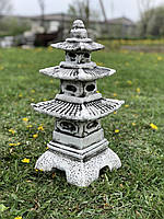 Садова фігура пагода, скульптура Японський ліхтарик, бетонний ліхтарик сіро-чорного кольору на 3 дахи, 46 см