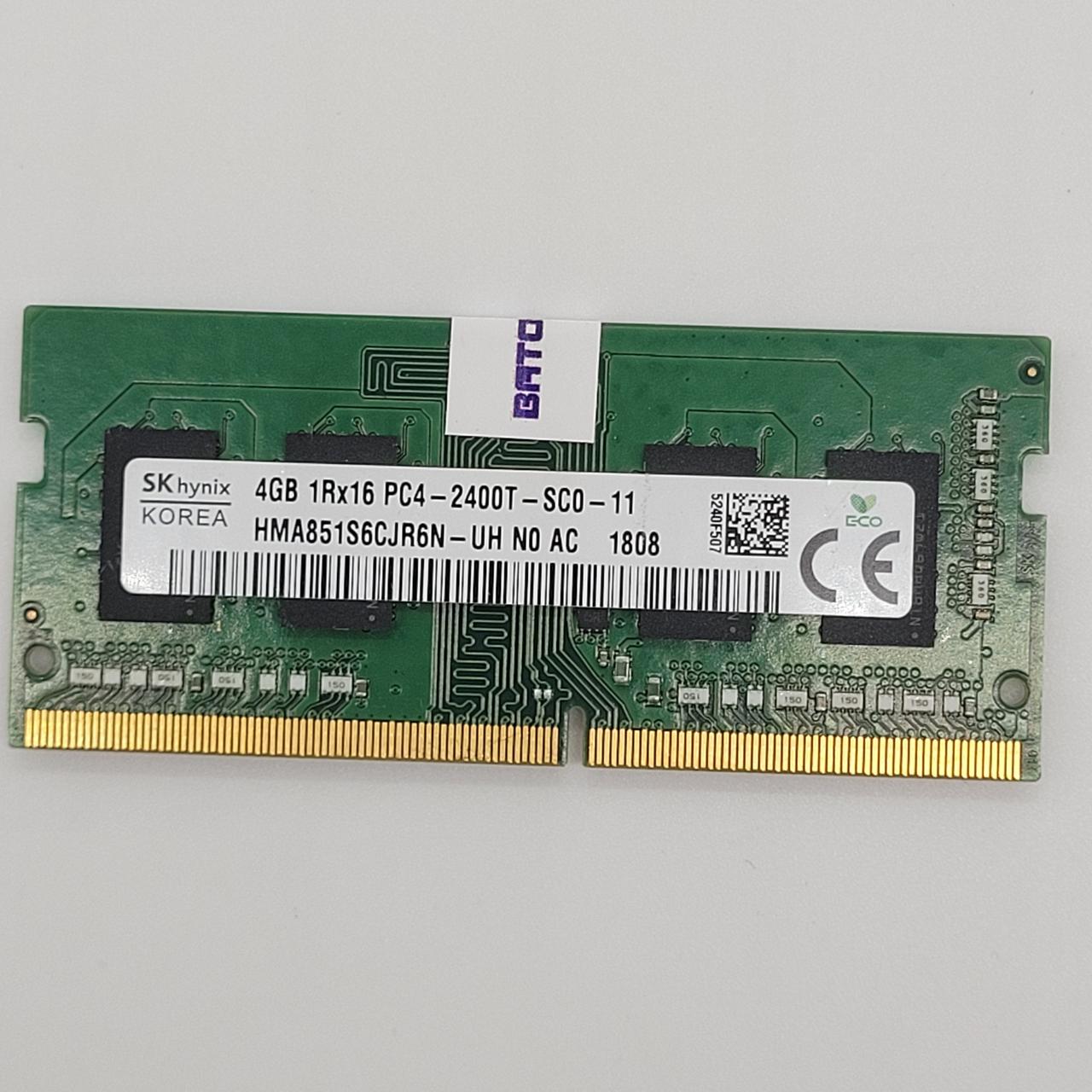 Оперативна пам'ять для ноутбука Hynix SODIMM DDR4 4Gb 2400MHz 19200S 1R16 CL17 (HMA851S6CJR6N-UH N0 AC) Б/В