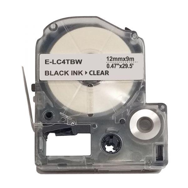 Прозора стрічка 12мм 8м сумісно з Epson LabelWorks LC-4TBW Ukrmark E-C4TBW чорним на прозорому