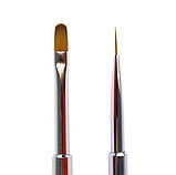 Двосторонній пензлик LunaMoon (овальний для гелю + тонкий для малювання) для нігтів з ковпачком, фото 4