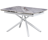 Обідній стіл із глянцевої кераміки для вітальні TML-1200-1 Айсберг із білим каркасом VetroMebel