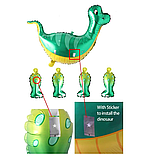 Фольгована куля-фігура Динозавр ходячка Зелений стоячий 3Д чотири лапи 64 см, фото 2