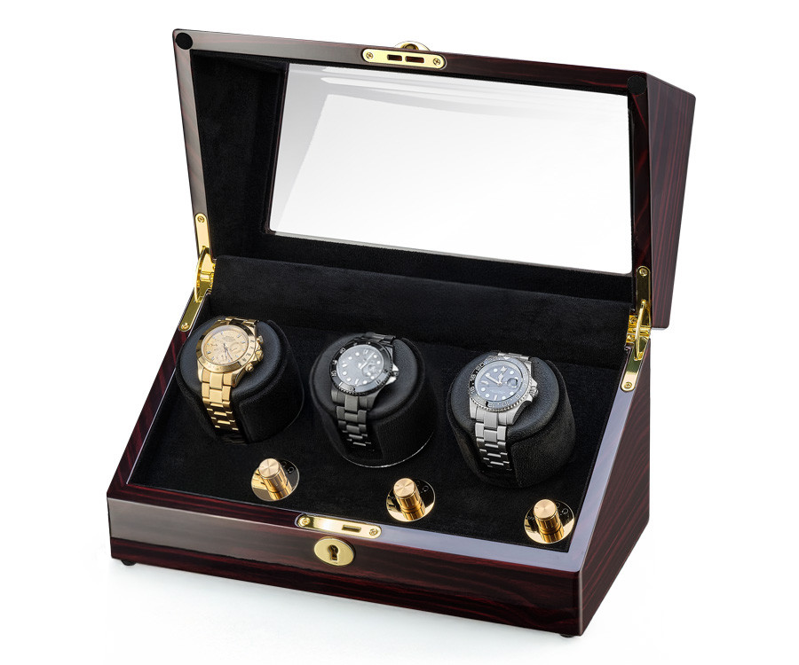 Скринька для автопідзаводу трьох годинників з дерева від німецького бренду ROTHENSCHILD, фото 1