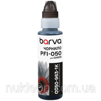 Популярний! Чорнило Barva Canon PFI-050 100мл, Pigm., флакон OneKey, Black (C050-963-1K) - Краща якість тільки на Nukleon.com.ua