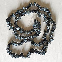 Бусини сніговий обсидіан 12х5 мм 80 см оброблена крихта