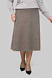 Спідниця кльош Ольга тепла кашемірова великих розмірів 50-60 капучино, фото 2