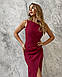 Елегантне неповторне вечірнє довге плаття без рукавів, бордове, фото 4