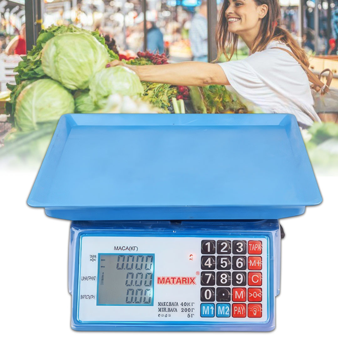 Електронні торгові ваги з роботою від мережі та акумулятора MATARIX MX-412 до 50 кг, фото 1
