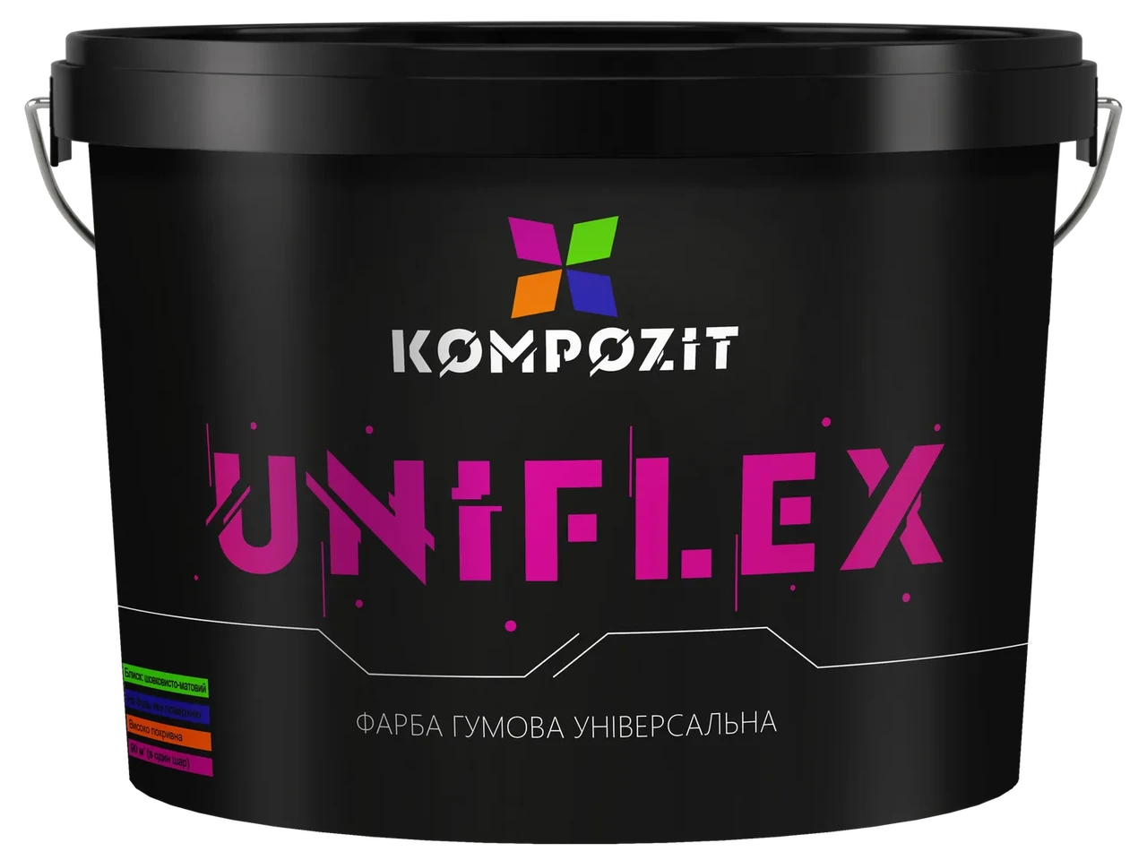 Фарба гумова універсальна UNIFLEX 12кг колір білий RAL9016 Композит