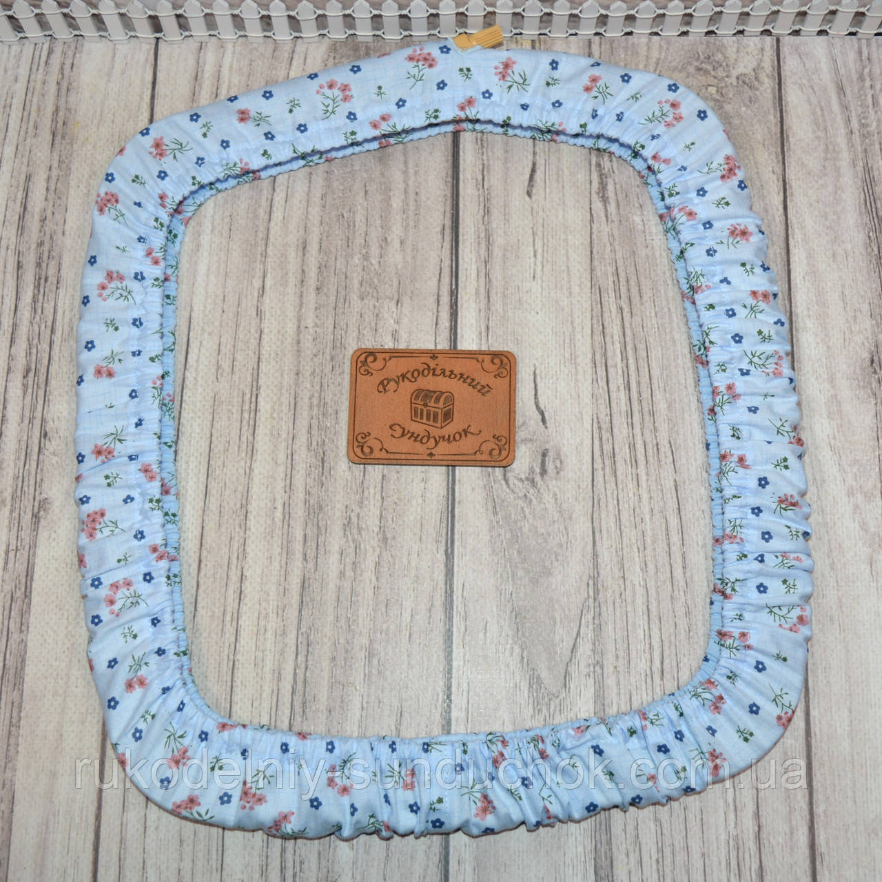 Чохол для квадратних п'ялець Nurge №4 (250*280 мм) Рожеві квіточки на блакитному, фото 1