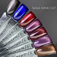 Гель лак для нігтів Saga Wine Cat "Котяче Око" 10 мл (Палітра)
