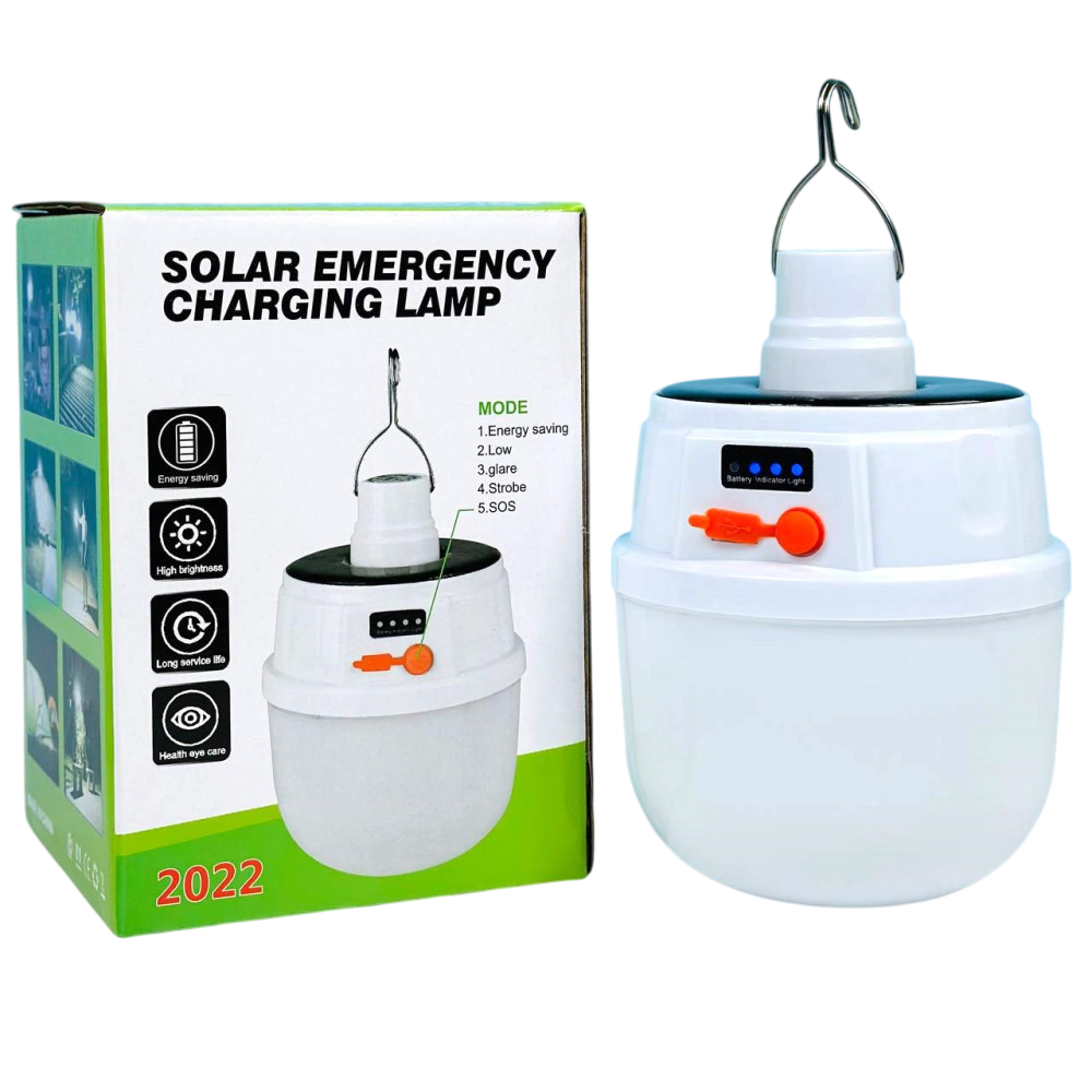 Ліхтар кемпінговий акумуляторний на сонячній батареї USB, 5 режимів світіння