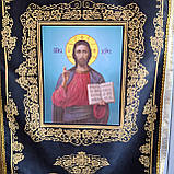 Хоругви з креп-сатину, шовкодрук ікон, золотиста бахрома (чорні з золотим), фото 6