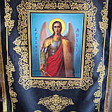 Хоругви з креп-сатину, шовкодрук ікон, золотиста бахрома (чорні з золотим), фото 5