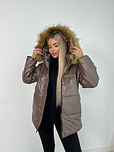 Куртка з еко хутром на капішоні, фото 2