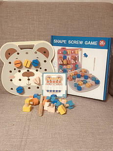 Деревʼяна розвиваюча гра з гвинтиком