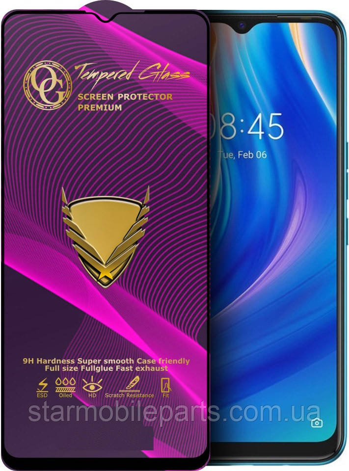 Захисне скло Tecno Spark 8 Plus (KG7H, KG7) проклеювання по всій поверхні, чорне, фото 1