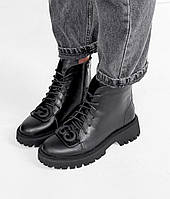 Жіночі черевики демісезонні молодіжні чорні натуральна шкіра