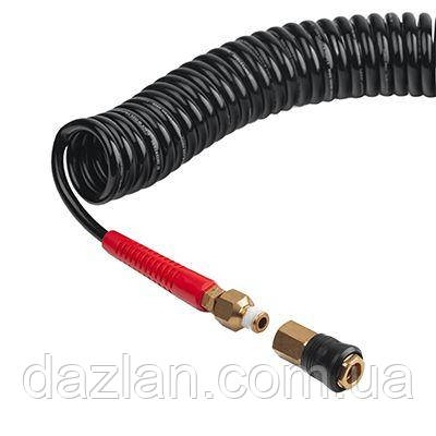 Шланг BLACK M-Flex STORM, 15 м, 6,5*10 мм, спіральний поліуретановий з латунними швидкороз'ємними з'єднаннями INTERTOOL PT-1794 Шланг BLACK M-Flex STORM, спіральний поліуретановий з поворотним шарніром, латунними швидкороз'ємними з'єднаннями
