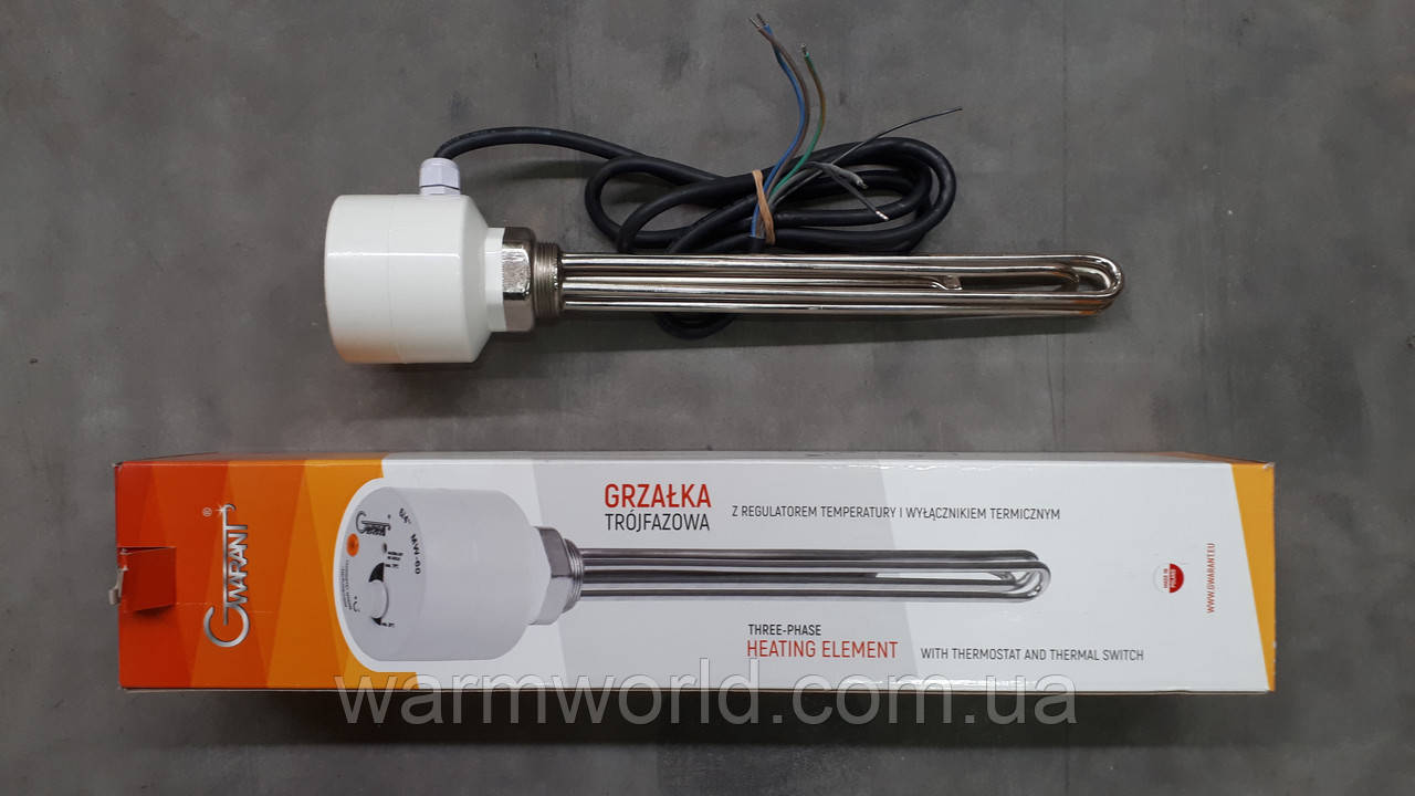 MW60 Тен Gwarant 6/4" 400 V з термостатом 6000 W — G54, фото 1