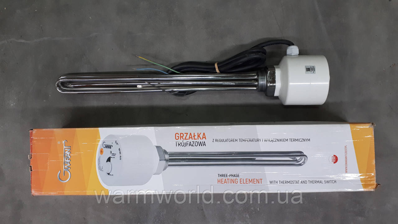 MW75 Тен Gwarant 6/4" 400V з термостатом 7500W, фото 1