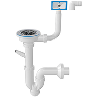 Сифон для мийки трубний 3 1/2 з переливом і відведенням для пральної або посудомийної машини NOVA 1148N