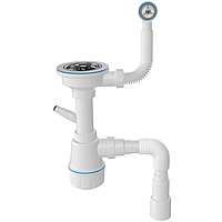 Сифон для керамогранітної кухонної мийки з круглим переливом випуск 3 1/2" і гофротрубкою 40/50 мм NOVA1048N