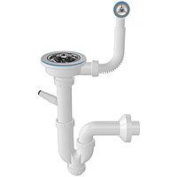 Сифон для гранітної мийки прямоточний з круглим переливом та відведенням для пральної машини NOVA 1149N