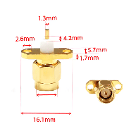 Роз'єм фланцевий SMA Male (тато) приладовий, гніздо монтажне прямокутне на панель 16*5.7 мм під 2 гвинти, фото 6