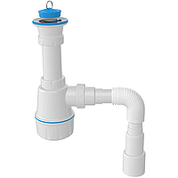 Сифон для кухонної мийки з розбірним випуском 70 мм і гнучкою трубою Ø 40/50 мм без переливу NOVA 1060N