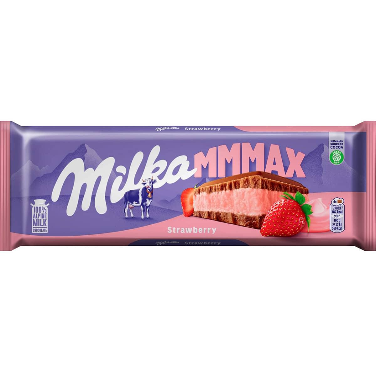 Молочний шоколад Milka MAX Strawberry з полуницею 300г