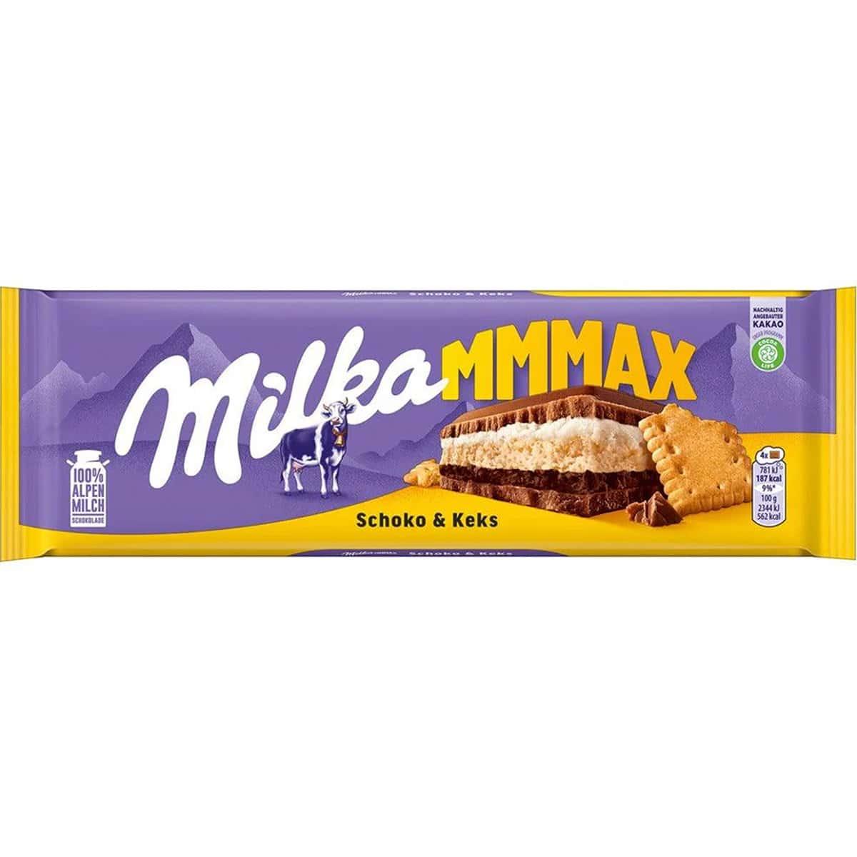 Молочний шоколад Milka MAX Choco Biscuit з бісквітним печивом 300г