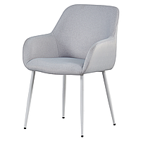 Стильний стілець для вітальні крісельного типу з підлокітниками M-220 Устричний Мохер ніжки білі Vetromebel