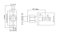 Роз'єм фланцевий SMA Male (тато) приладовий, гніздо монтажне прямокутне на панель 16*5.7 мм під 2 гвинти, фото 7
