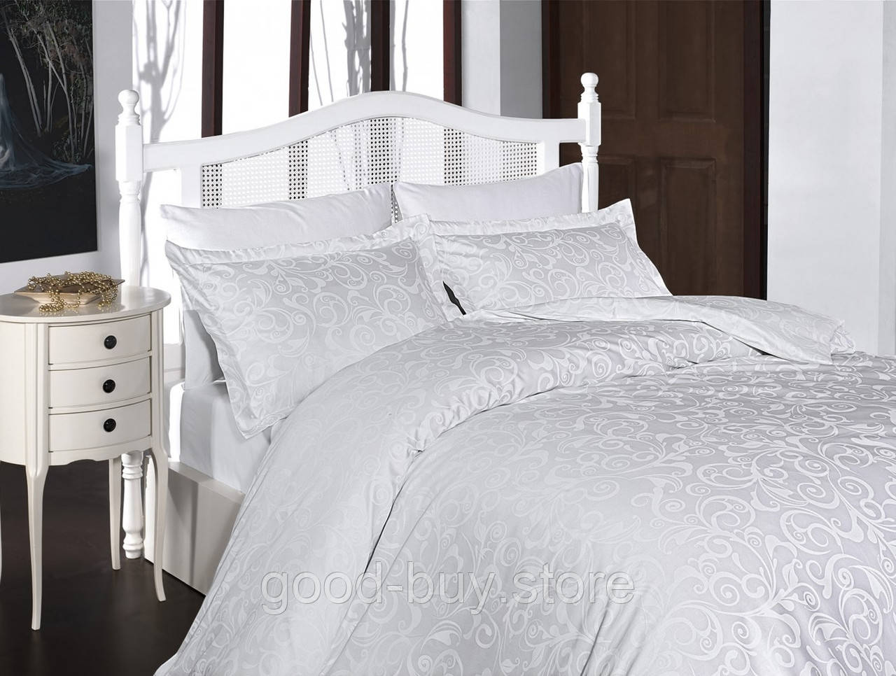 First choice Sweta Beyaz(white) постільна білизна сатин евро 200х220