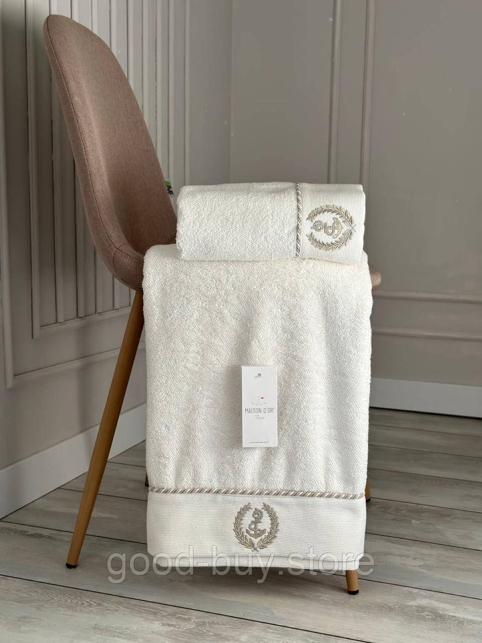 Махровий рушник Maison Dor Michel Sailing 85х150см крем, фото 1