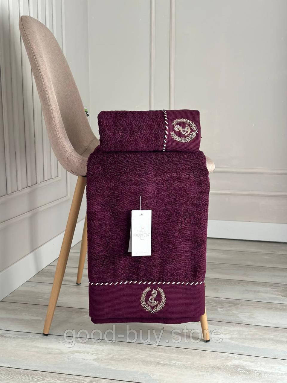 Махровий рушник Maison D&#039;or Michel Sailing 85х150см бордовий