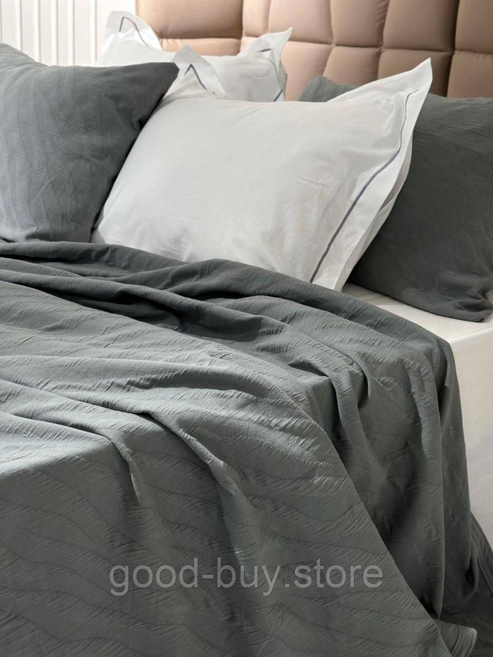 Літня постільна білизна з покривалом Saheser Zebra gri євро, фото 1