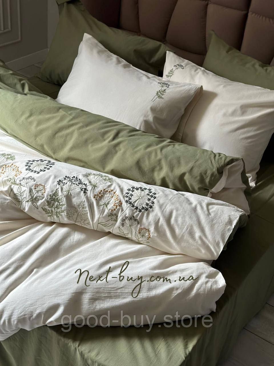 Постільна білизна Saheser Botanic євро 200х220 бавовна з вишивкою