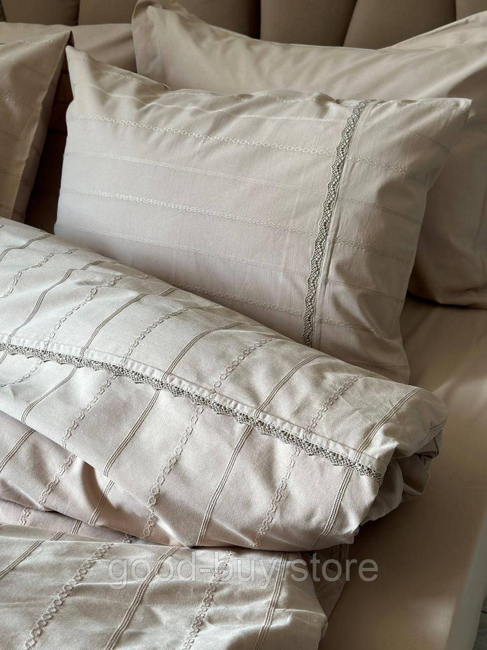 Постільна білизна Saheser Jasmin bej євро 200х220 jacquard